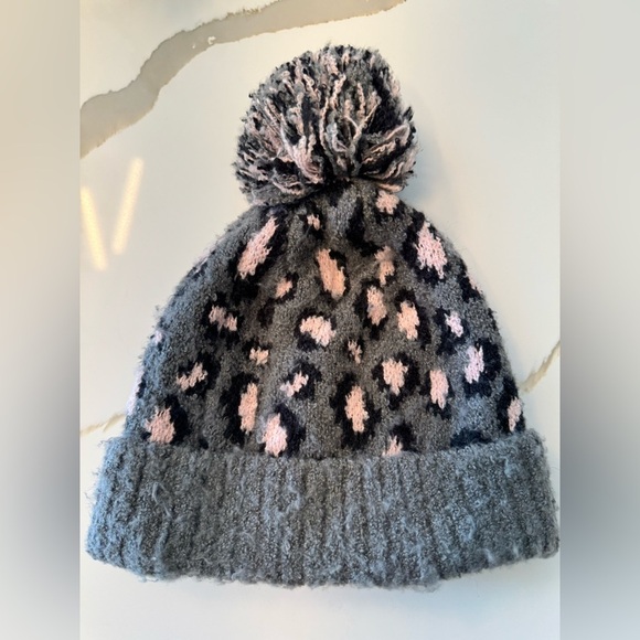 C.C Gray and Pink Pom-Pom Beanie - Picture 2 of 2